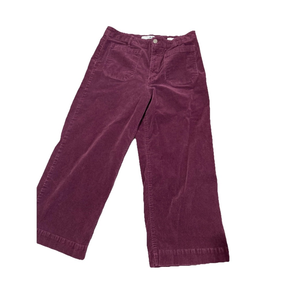 Code Bleu Corduroy Capris Pants Womens‎ 14 Burgundy Straight Leg Mid Rise Casual